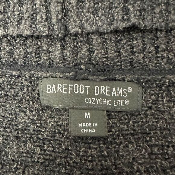 Barefoot Dreams Gray Cozy Chic Lite Ribbed Knit Soft Open Front Cardigan Sz M - Picture 5 of 8